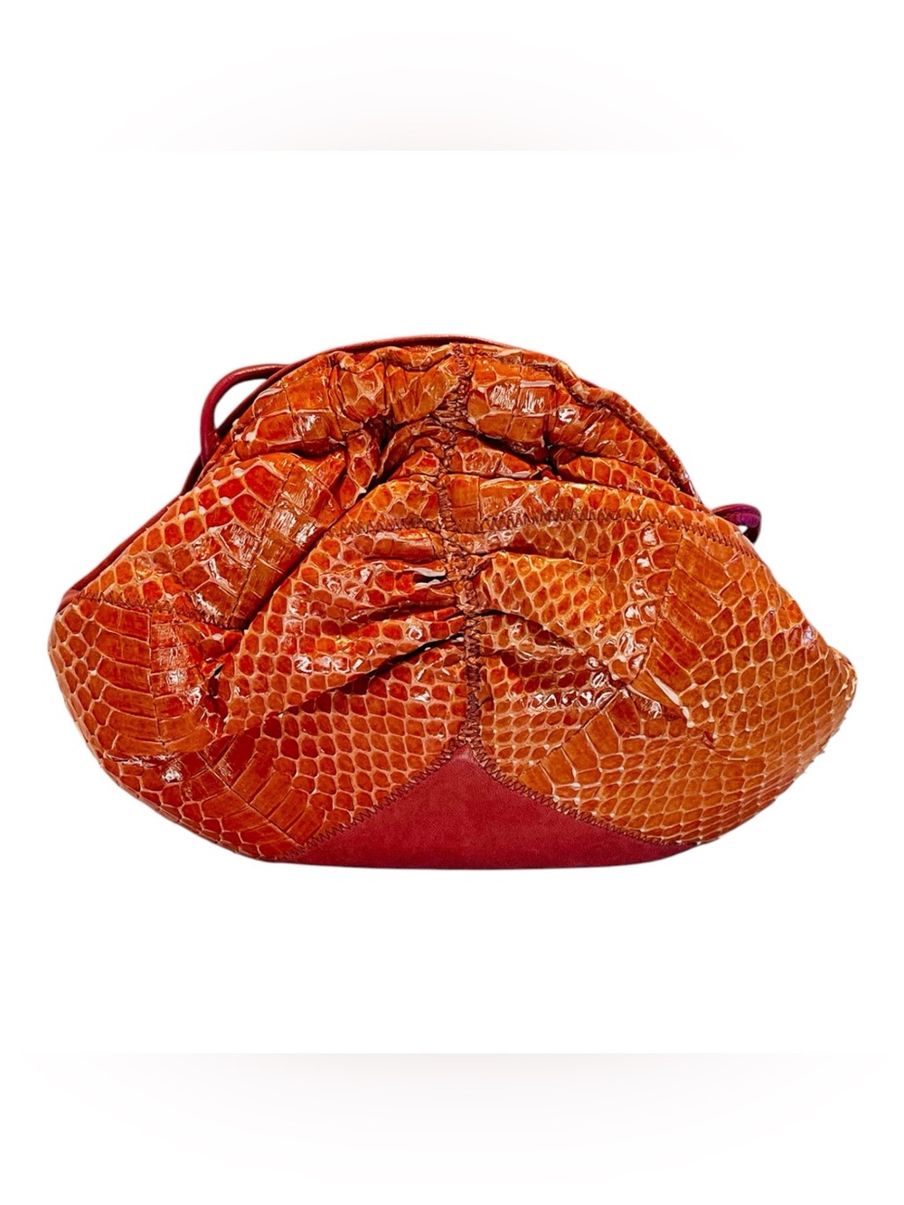 Vintage Studio 26 Genuine Python Leather Mini Crossbody Bag Pink Orange